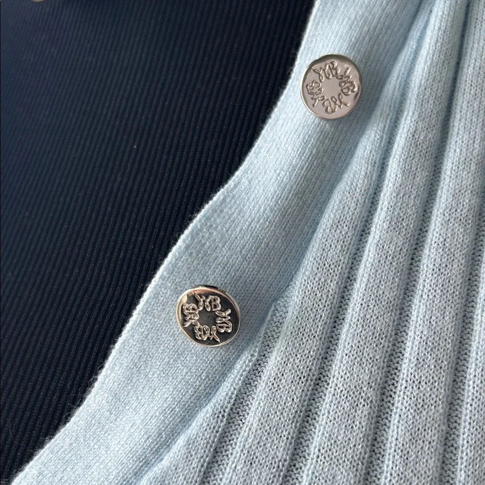 Light Blue Ribbed Button-Up Women's Top - Picture 3 of 6